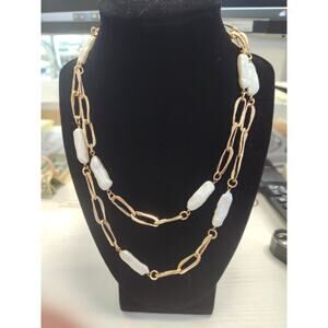 Honora Bronze Italy Rose Gold Tone White Freshwater Pearl Necklace Chain 38 Inch